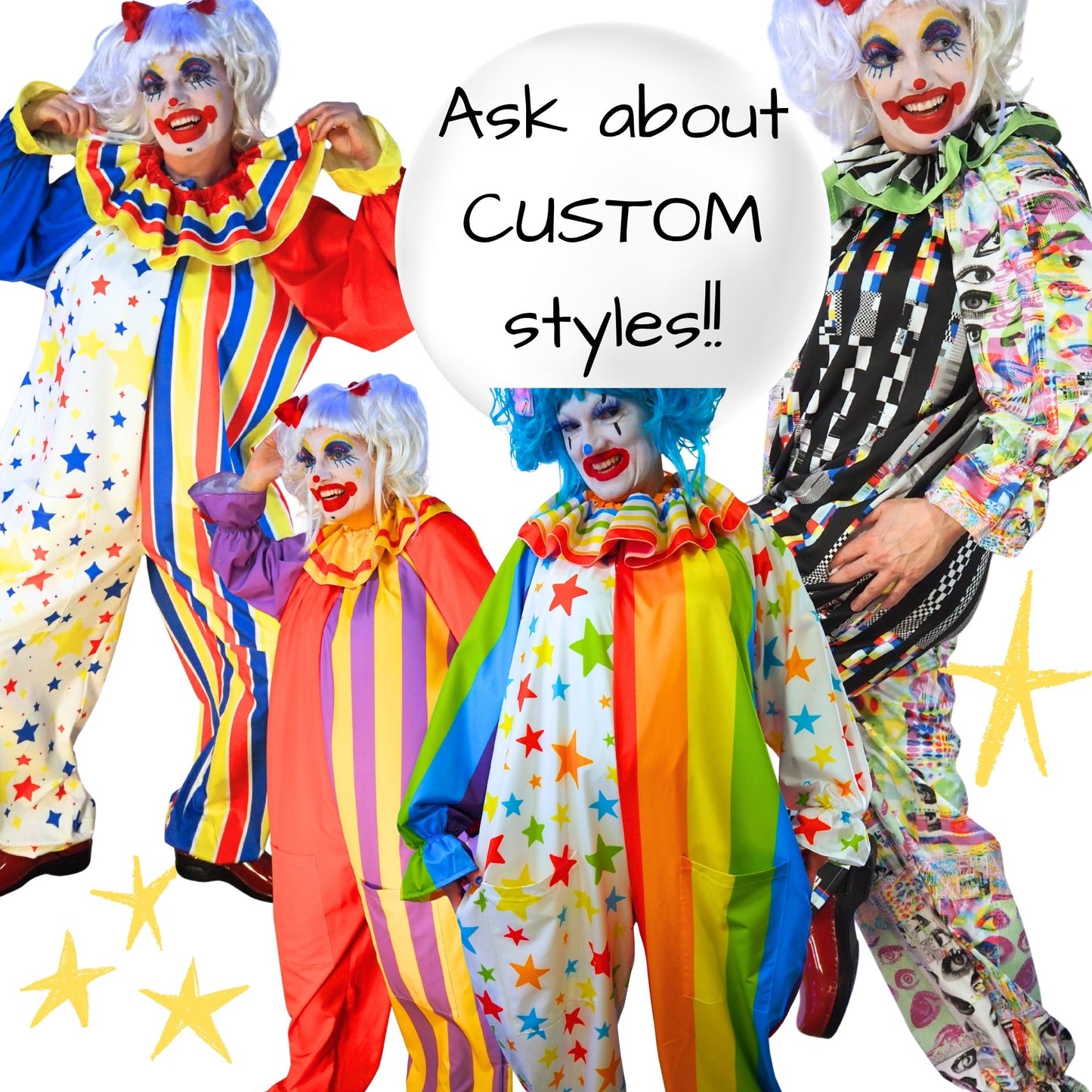 Circus Coveralls Party Poobah Pro Clown Suit w Pockets
