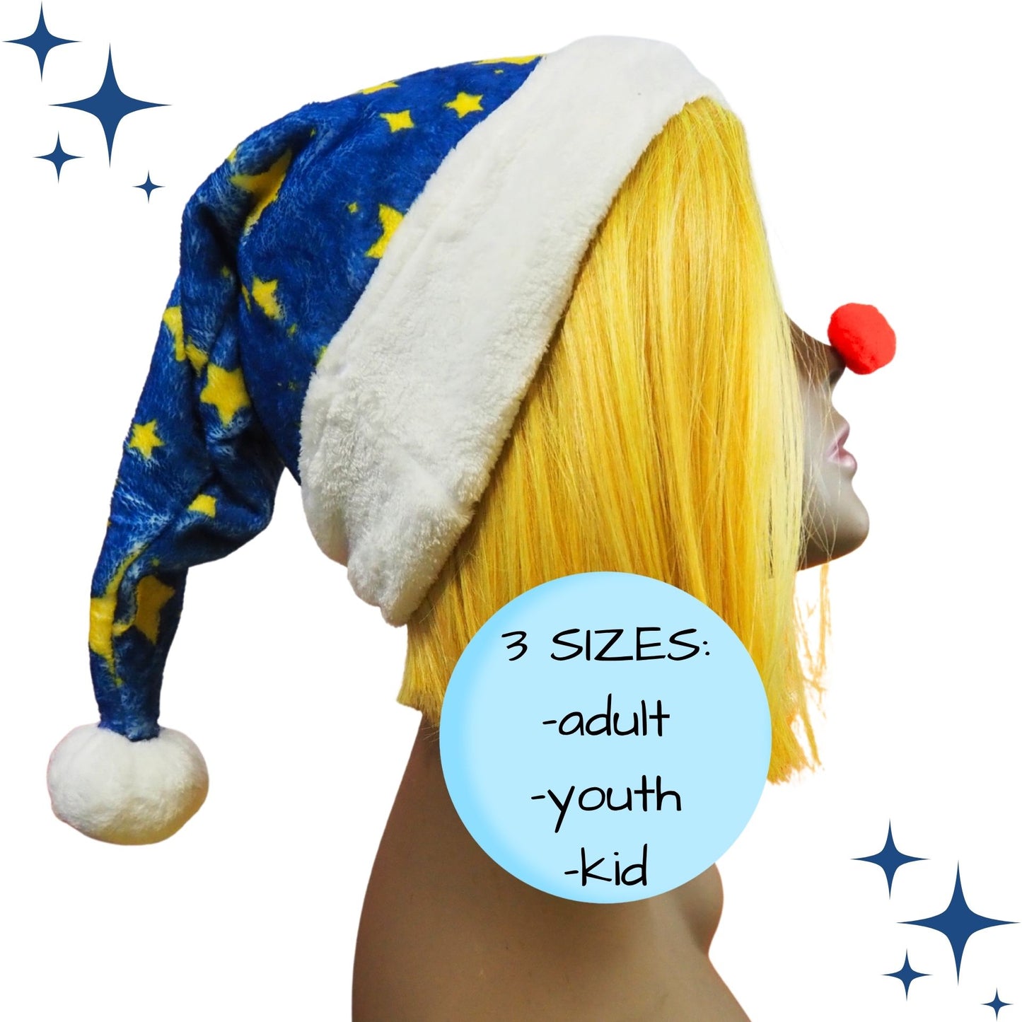 Fleece Fluffball Black White Stripe Pointy Puff Clown Santa Hat