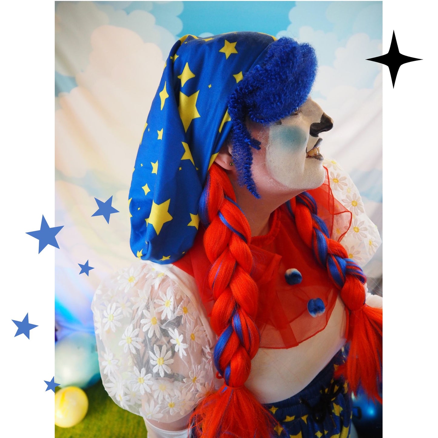 Snood Into The Blue Stripe Ren Faire Beanie Cap Jester Hat