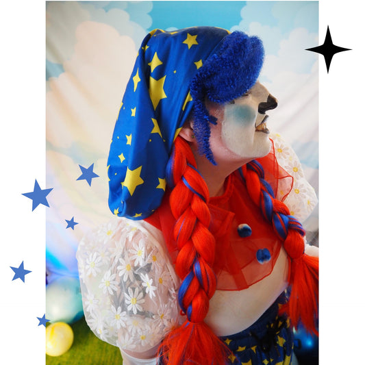 Phrygian Cap Night Stardust Blue Yellow Stars Jester Hat Clown Beanie
