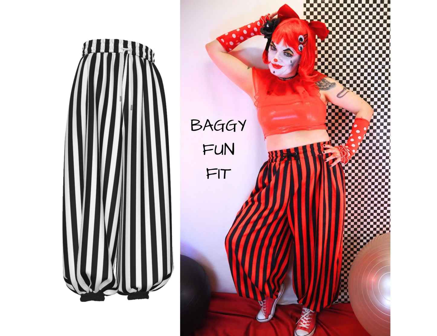 Pierrot Jester Stripe Clown Pants