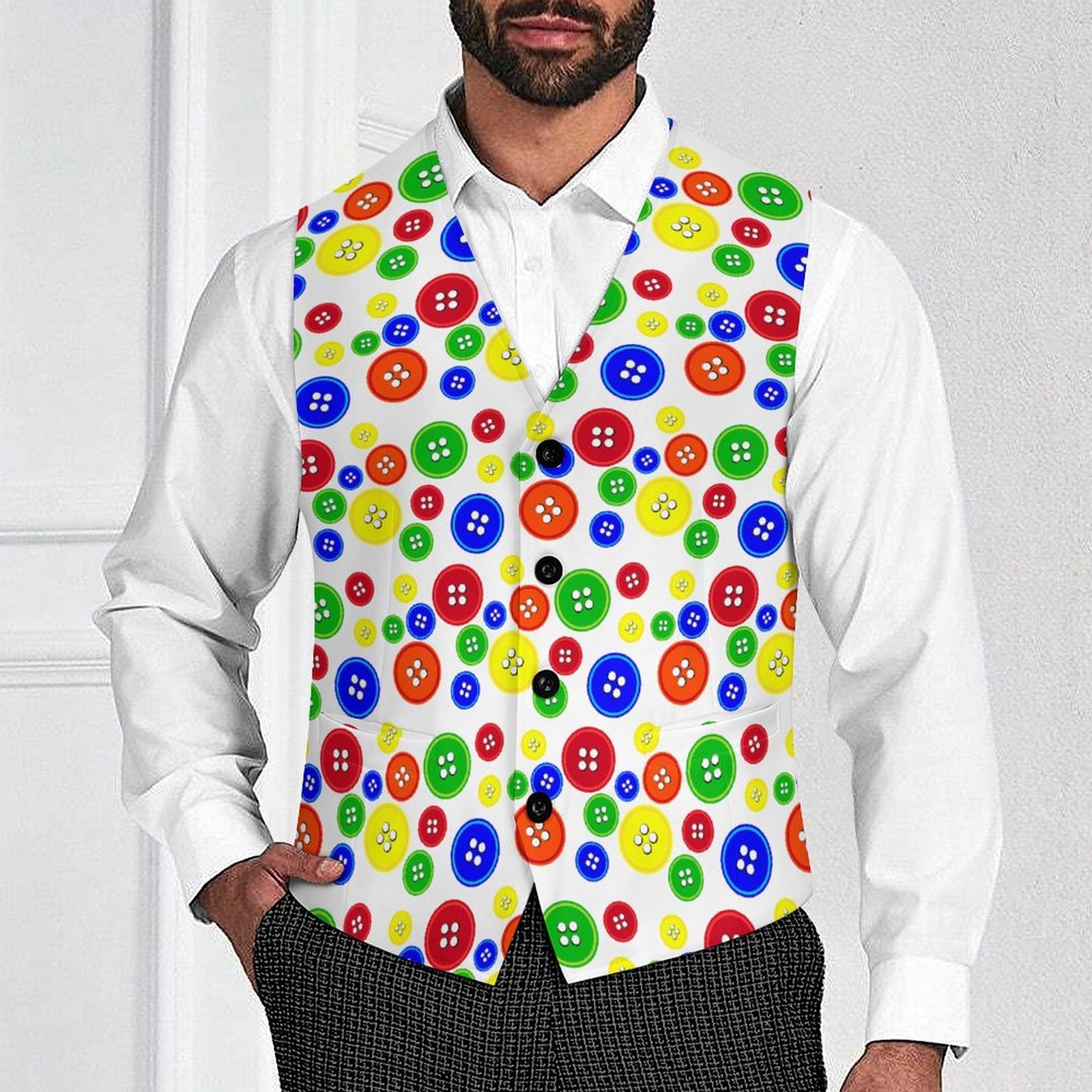Big Ol Buttons Mens Fancy Clown Vest