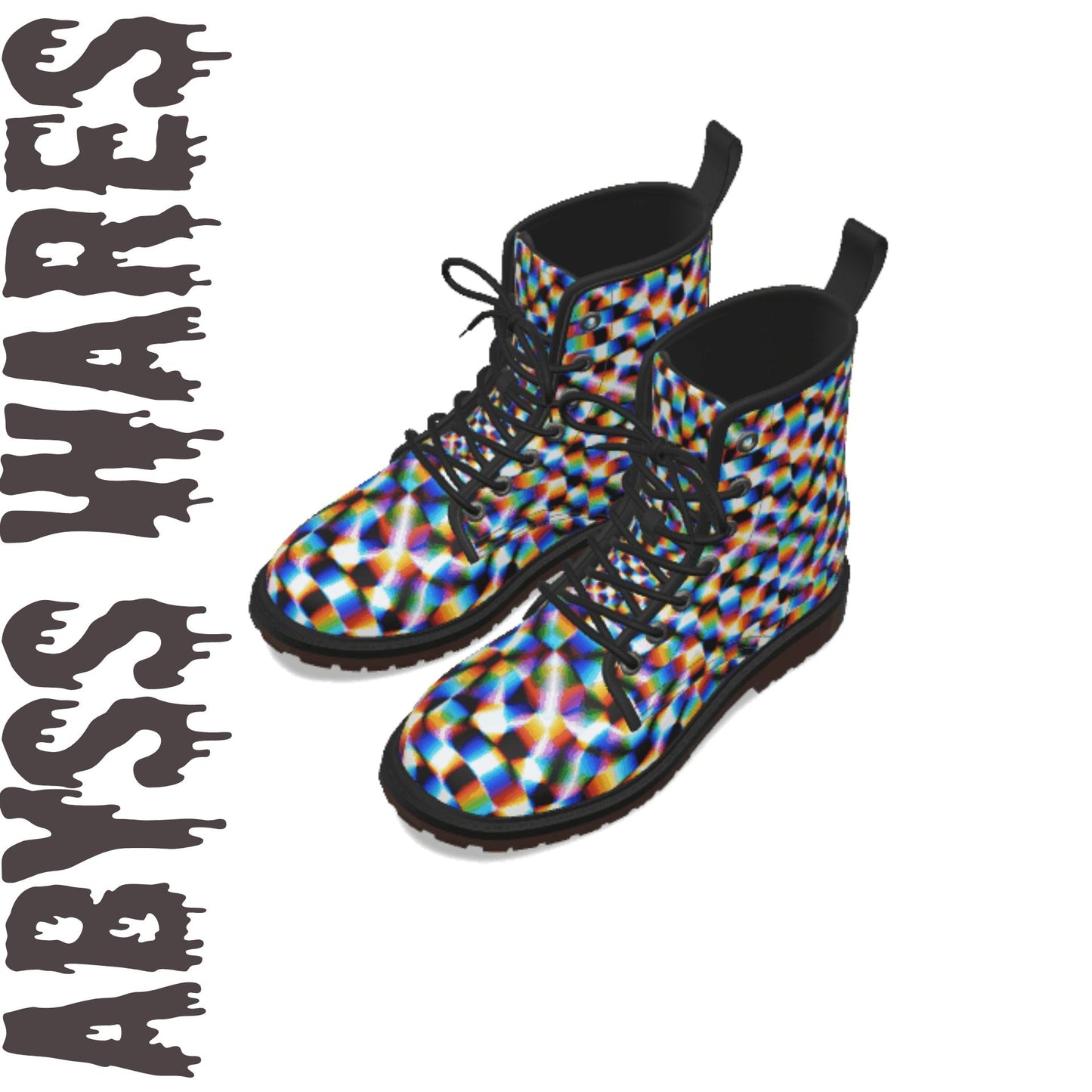 Checker Hacker Combat Boots Vaporwave Whimsigoth Nonbinary Sizing