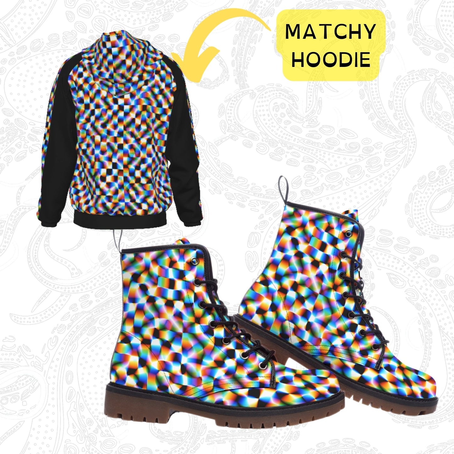 Checker Hacker Combat Boots Vaporwave Whimsigoth Nonbinary Sizing