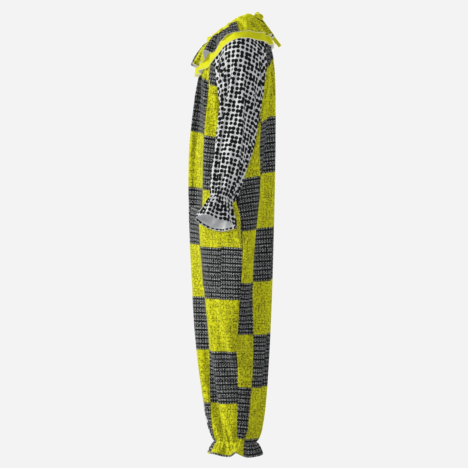 Circus Coveralls Cyber Security Risk Glitch clown suit, side view