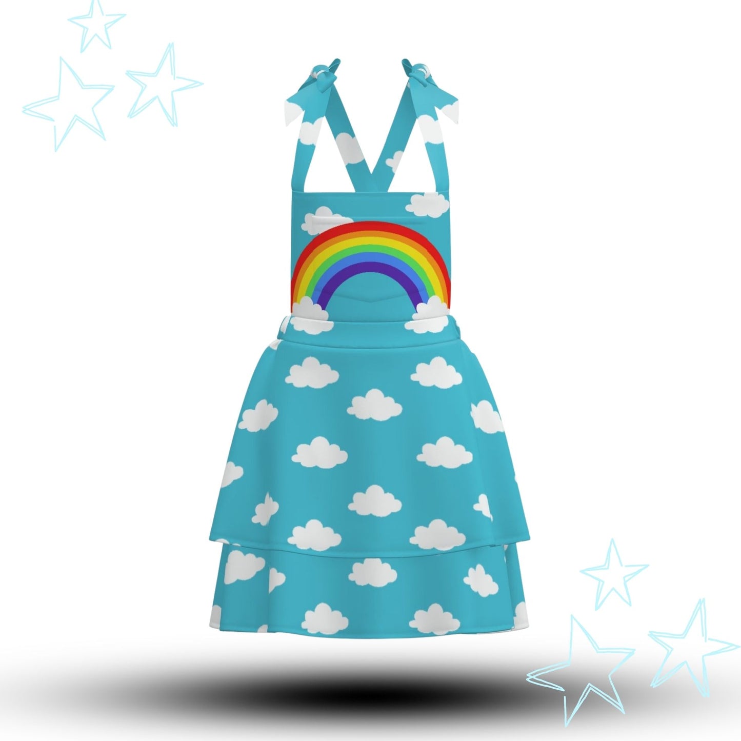 Clouds n Rainbow Overalls Dress Kidcore Jumper Pinafore