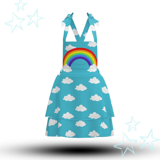 Clouds n Rainbow Overalls Dress Kidcore Jumper Pinafore