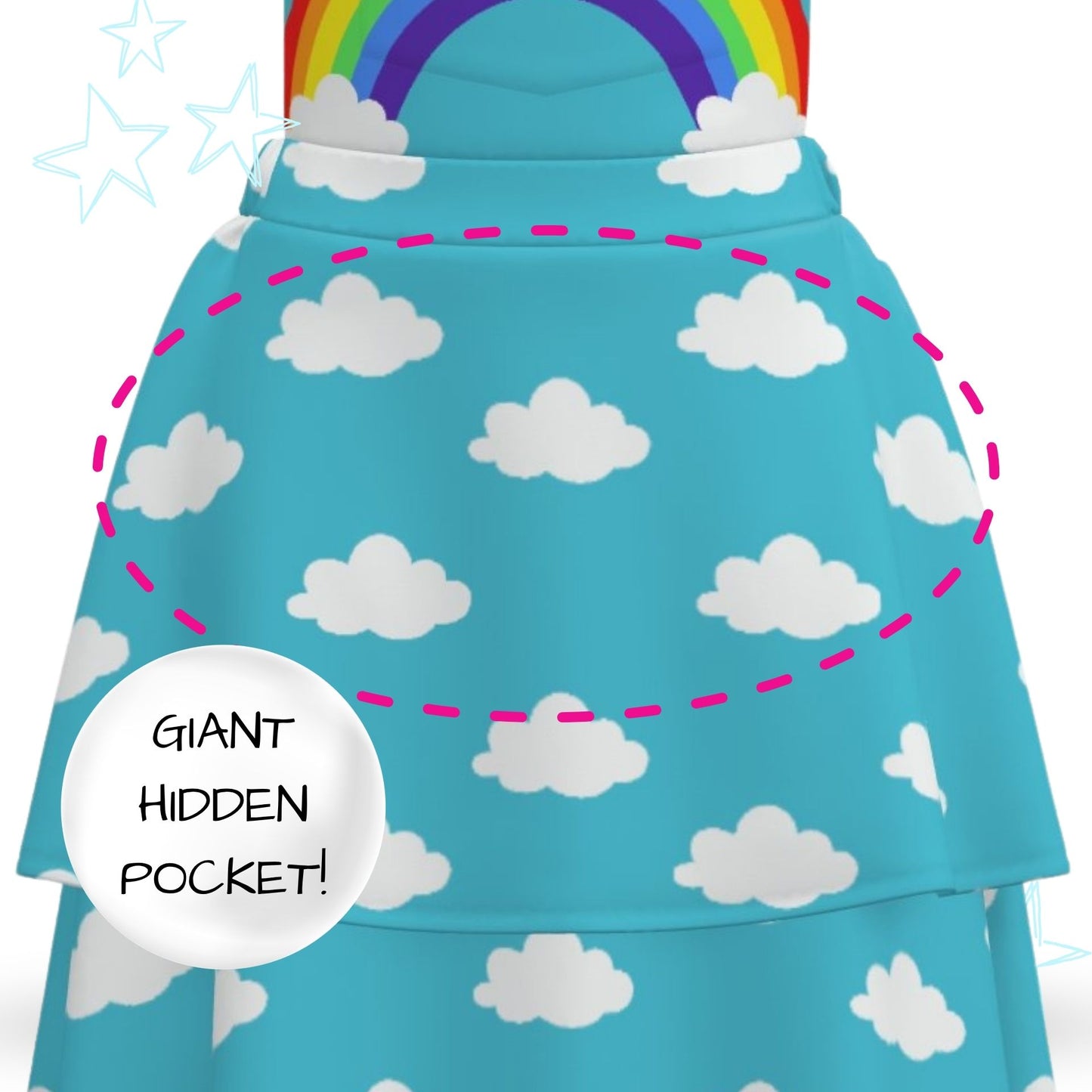 Clouds n Rainbow Overalls Dress Kidcore Jumper Pinafore