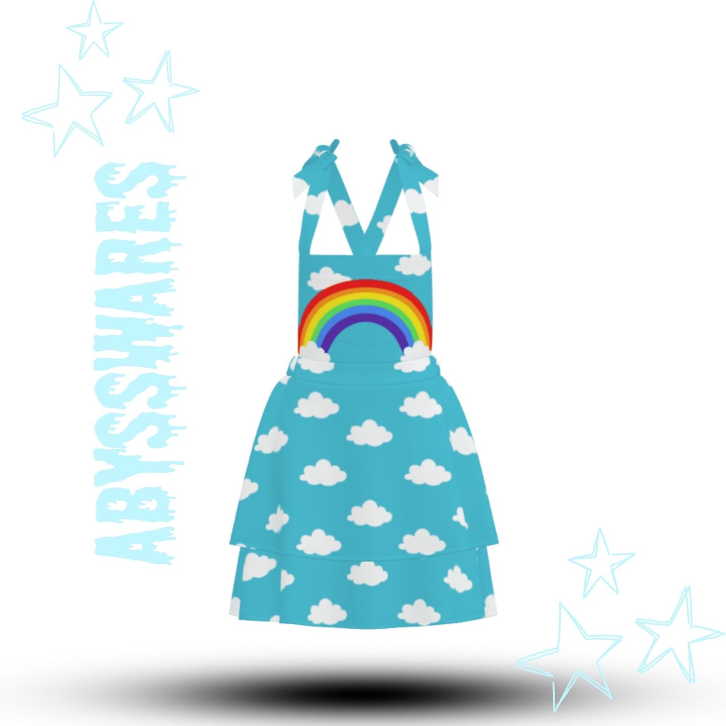 Clouds n Rainbow Overalls Dress Kidcore Jumper Pinafore