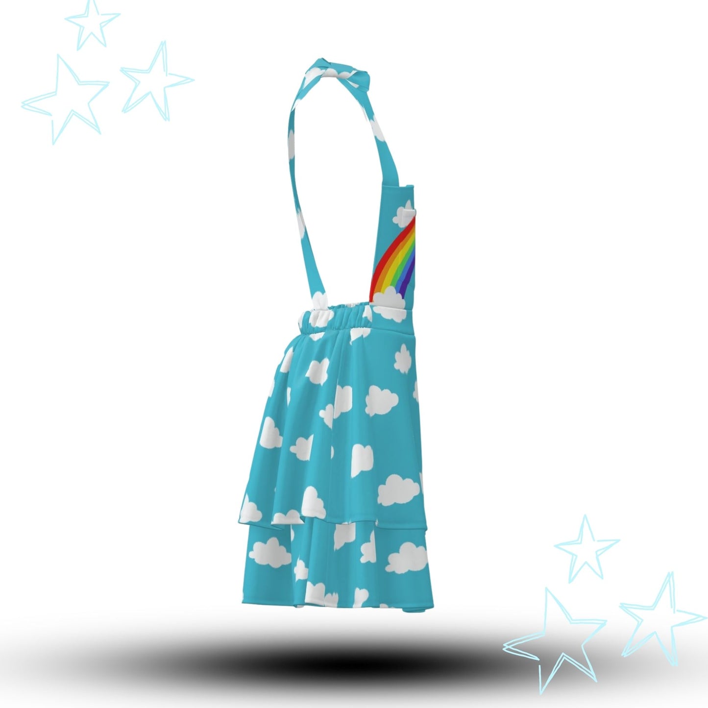 Clouds n Rainbow Overalls Dress Kidcore Jumper Pinafore