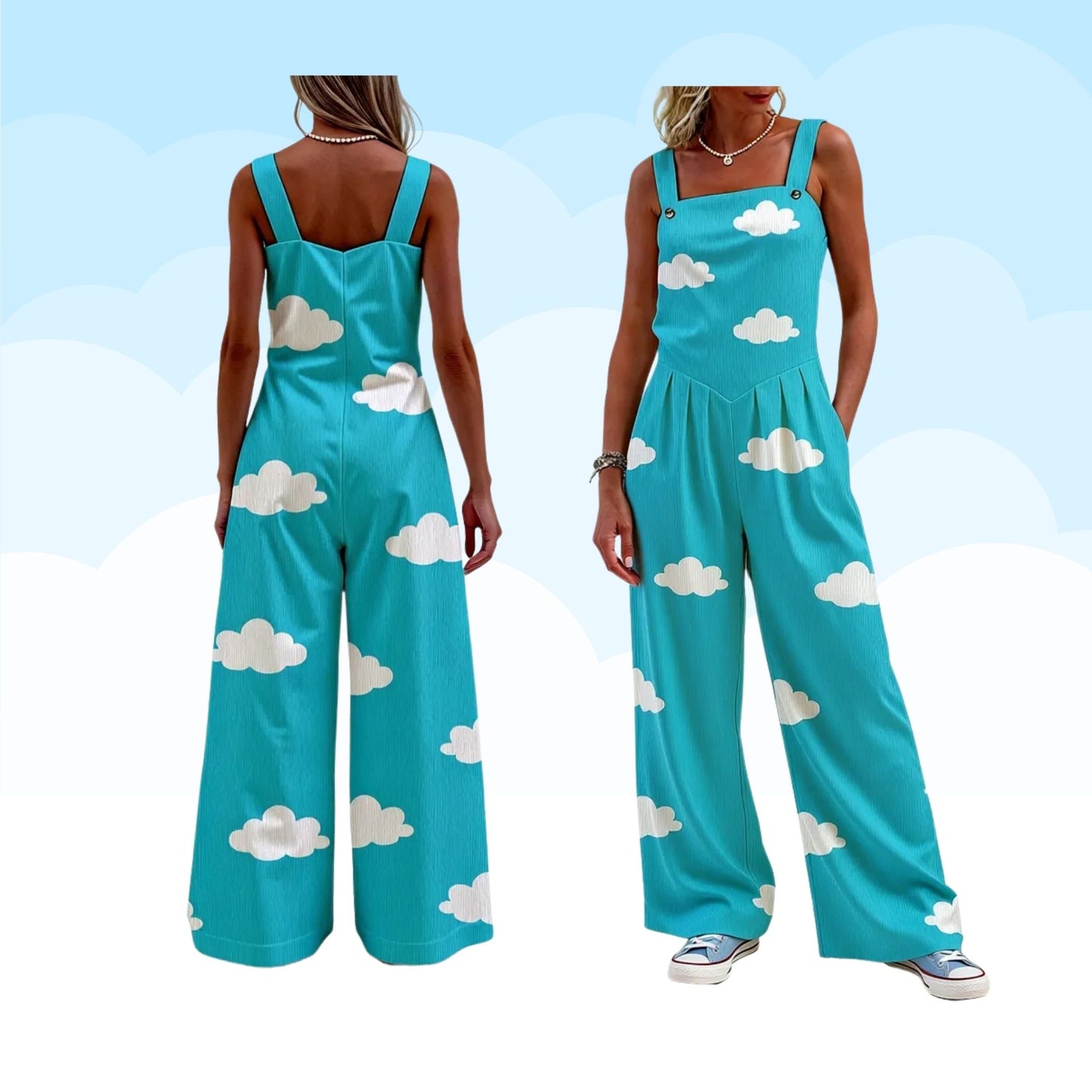Cloudy Heaven Palazzo Overalls