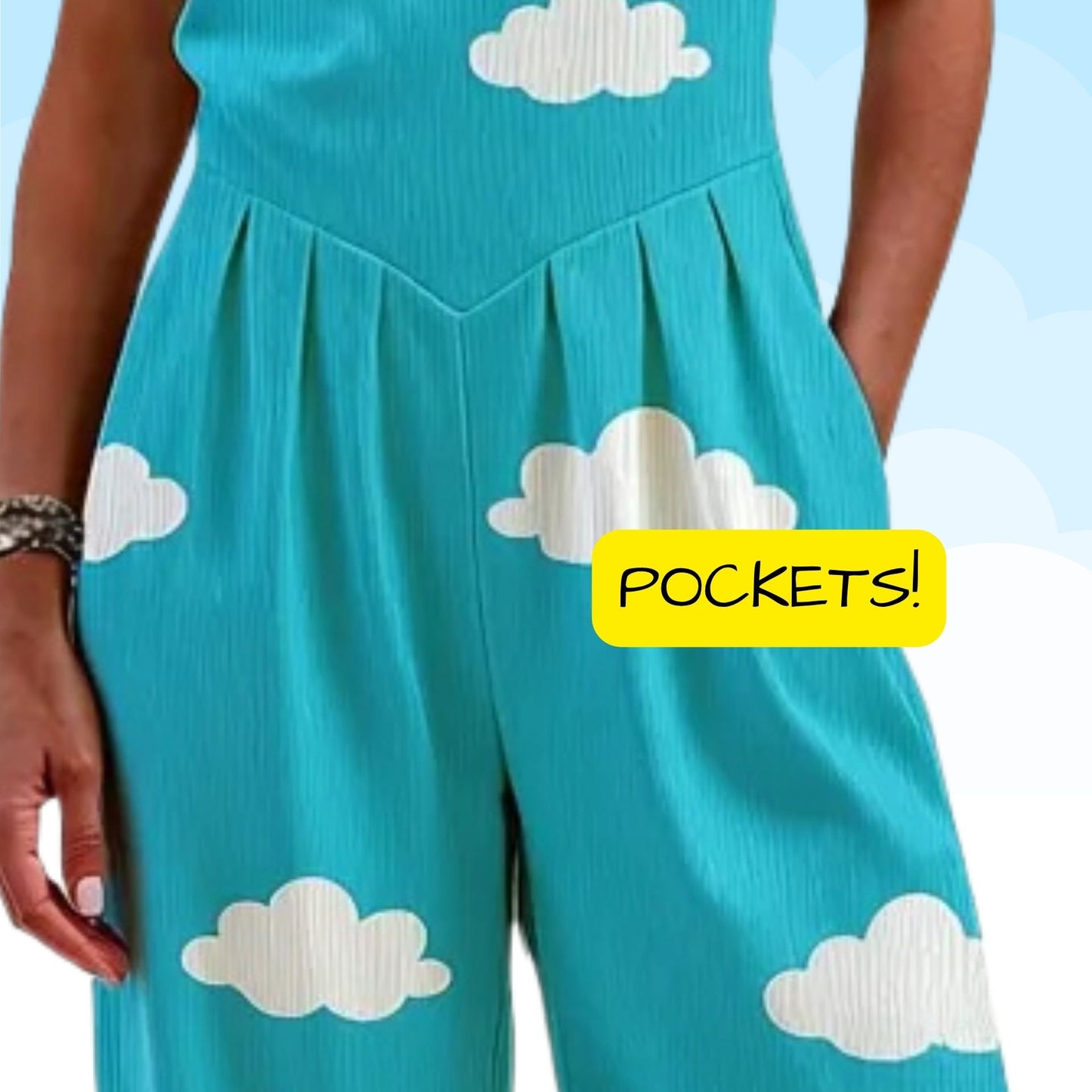 Cloudy Heaven Palazzo Overalls