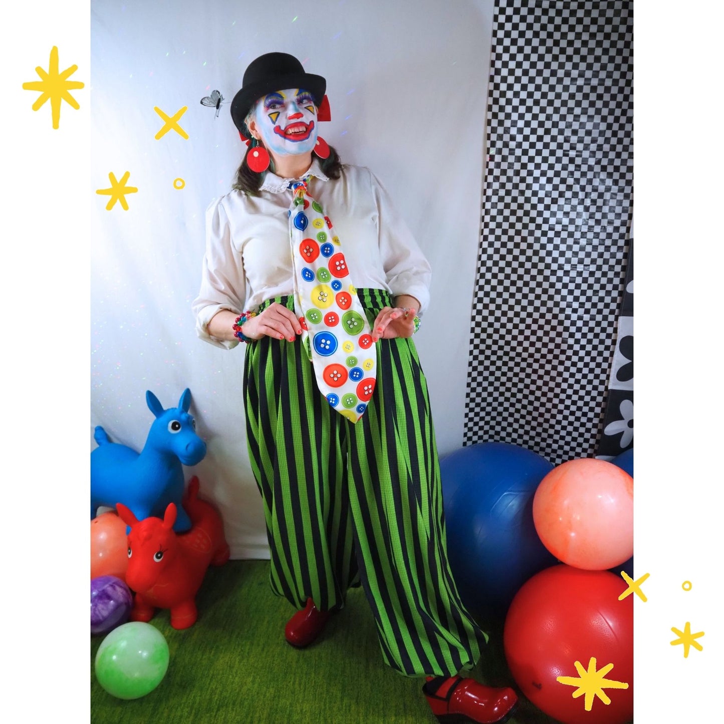 Confetti Check Clown Necktie Graduation Stole