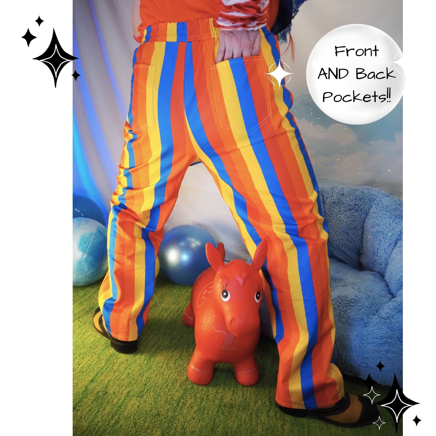 Ringelmeister Clownanzughose, rot-weiß gestreift