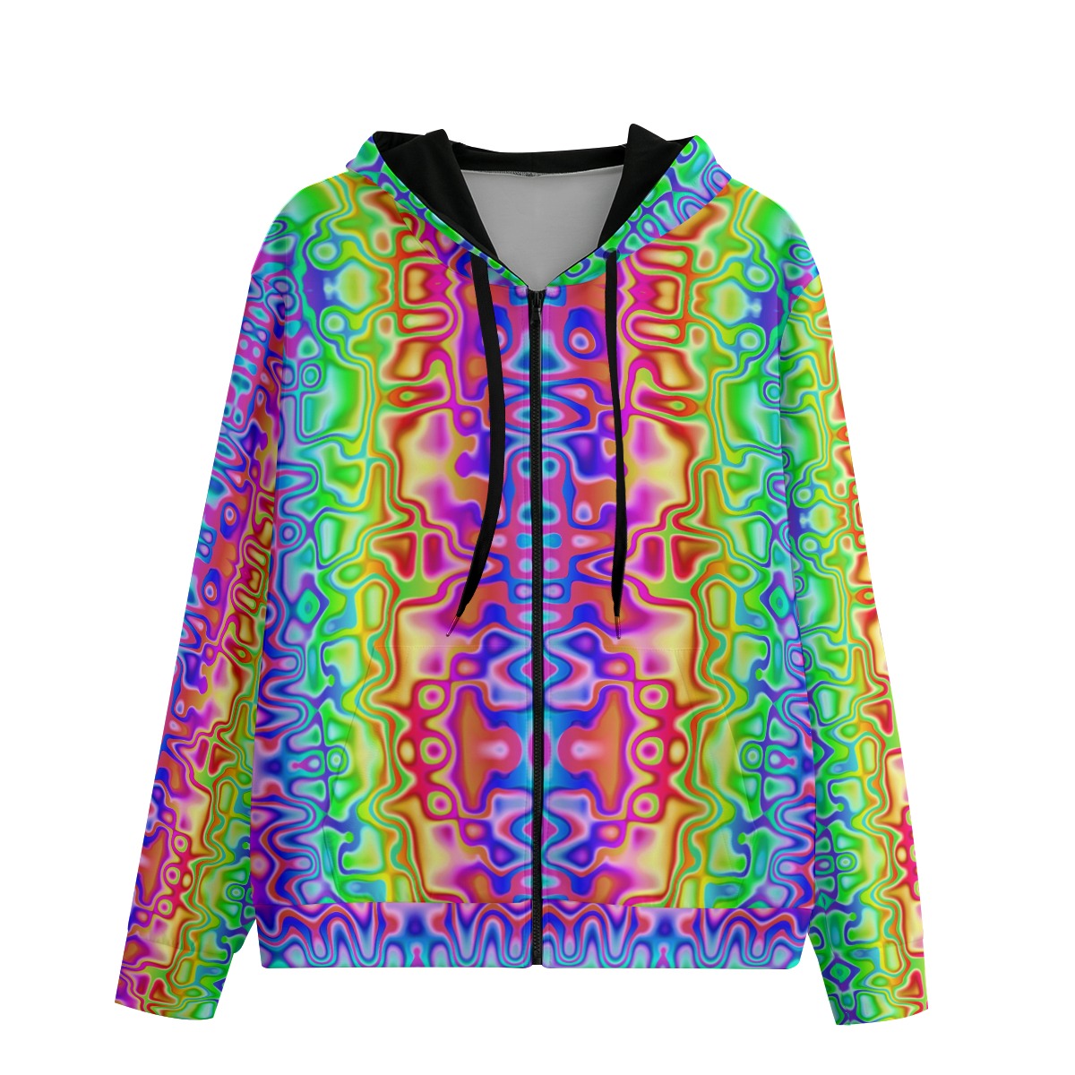 Cyber Fairy Zip Up Hoodie COTTON Futuristic Clothing Dopamine Dressing Maximalist Rainbow Decora Kei