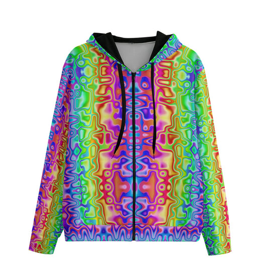 Cyber Fairy Zip Up Hoodie COTTON Futuristic Clothing Dopamine Dressing Maximalist Rainbow Decora Kei