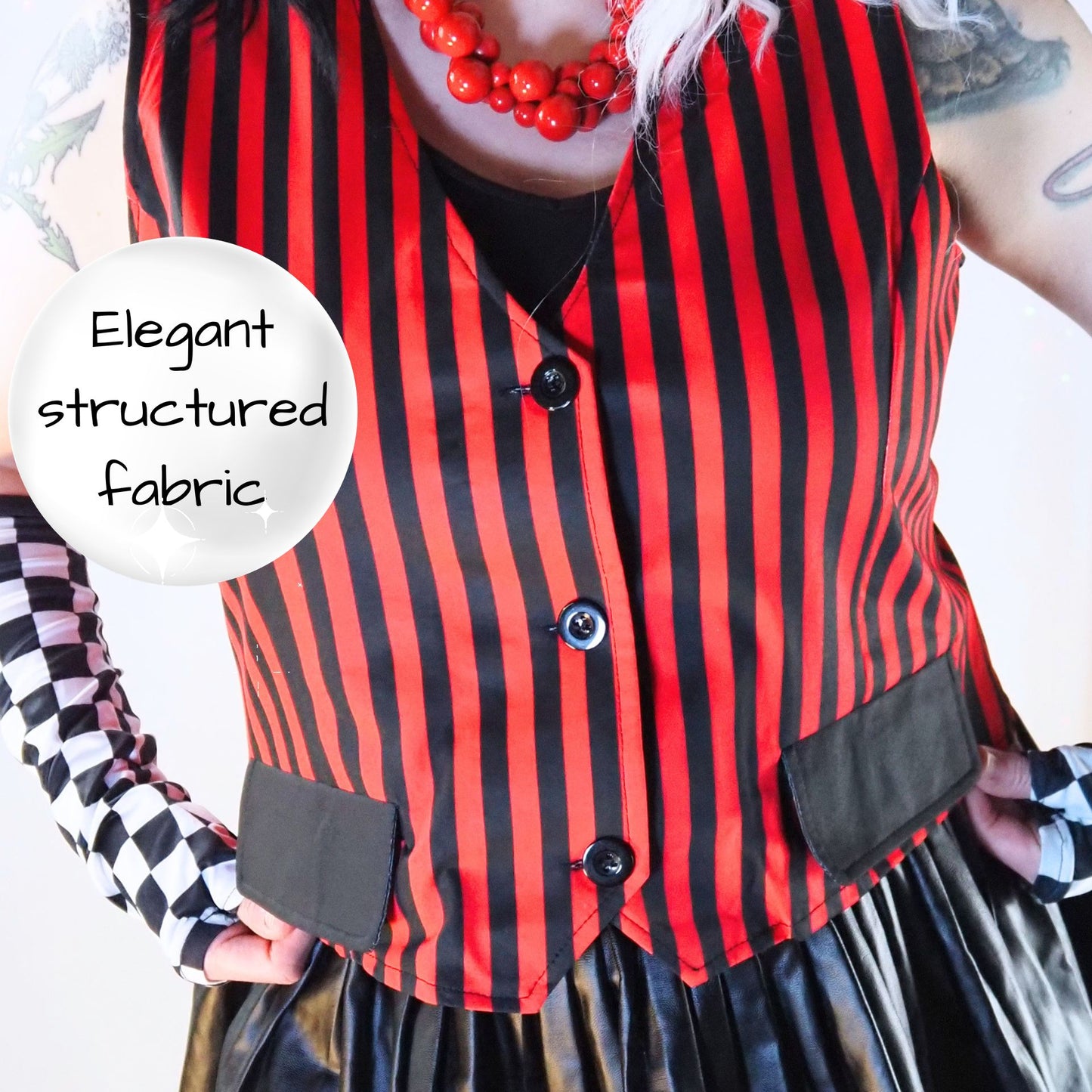 Unseelie Court Jester Femme Vest Solid Colorblock Split