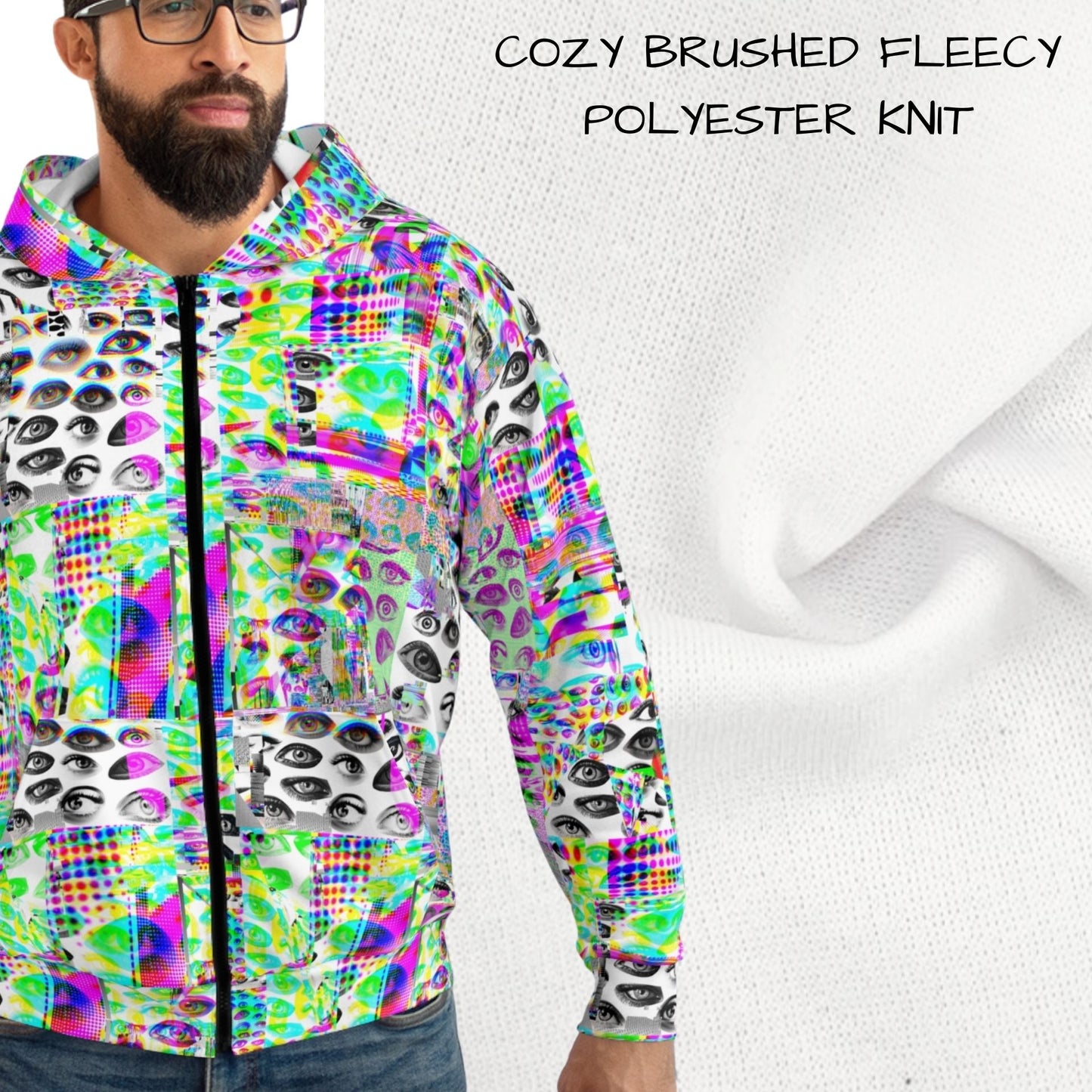 Eyes Glitch Zip Up Hoodie