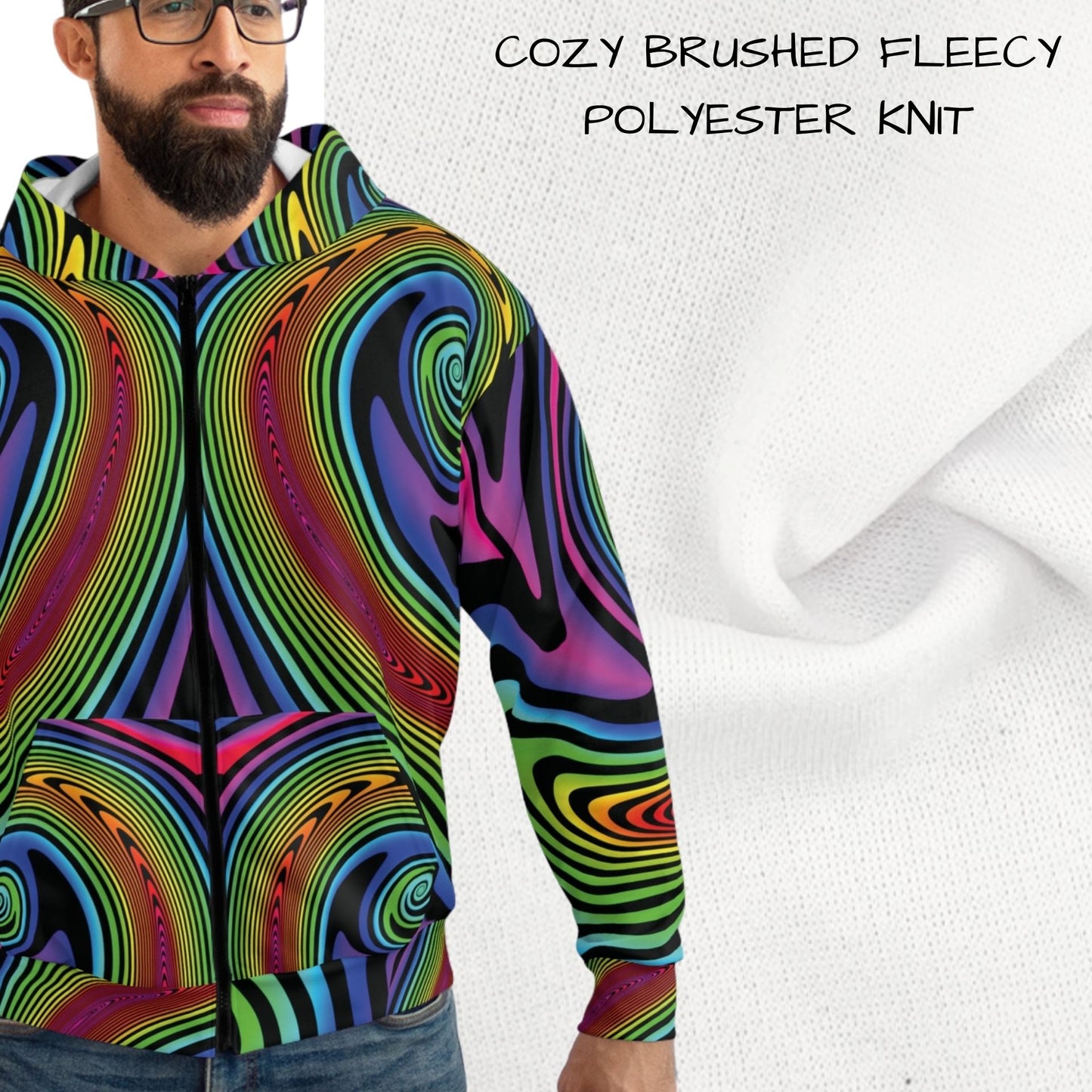 Hypno Rainbow Zip Up Hoodie