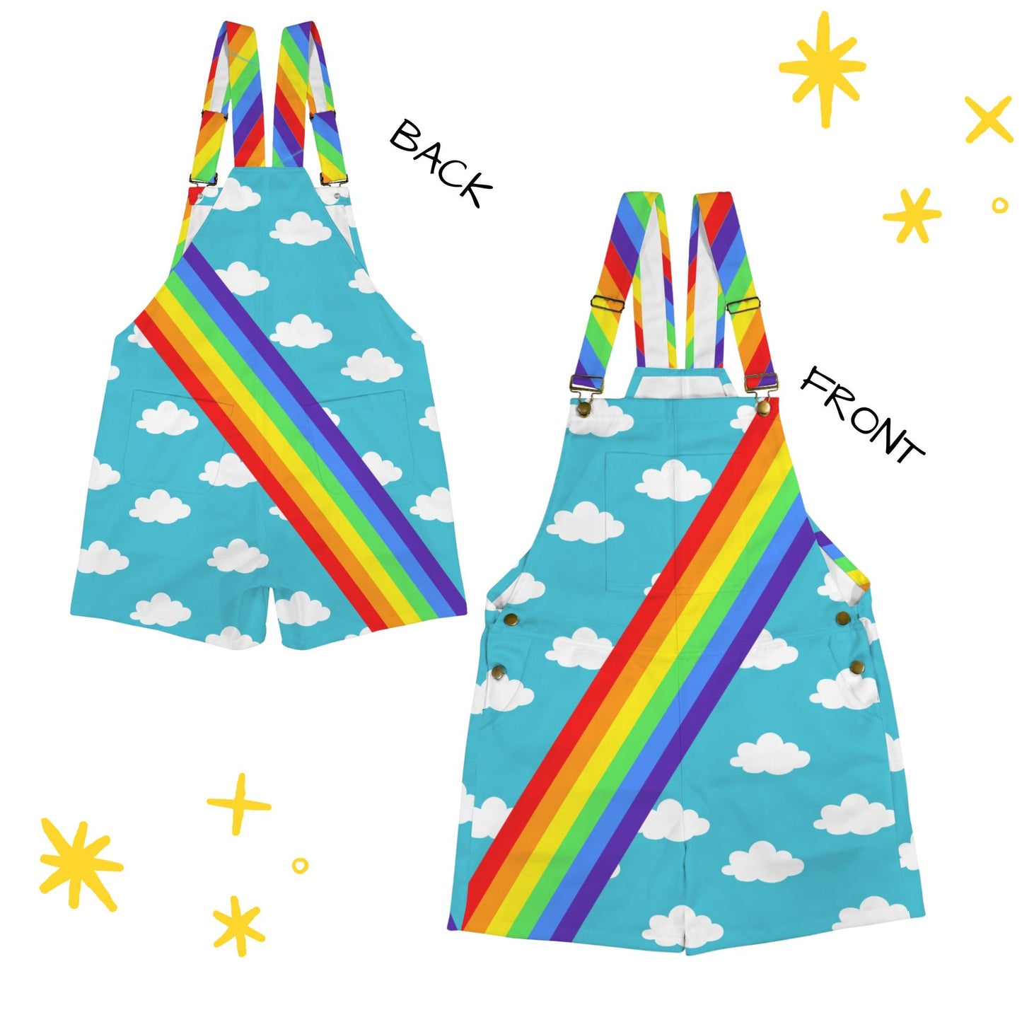 Clouds n Rainbows Shortie Overalls