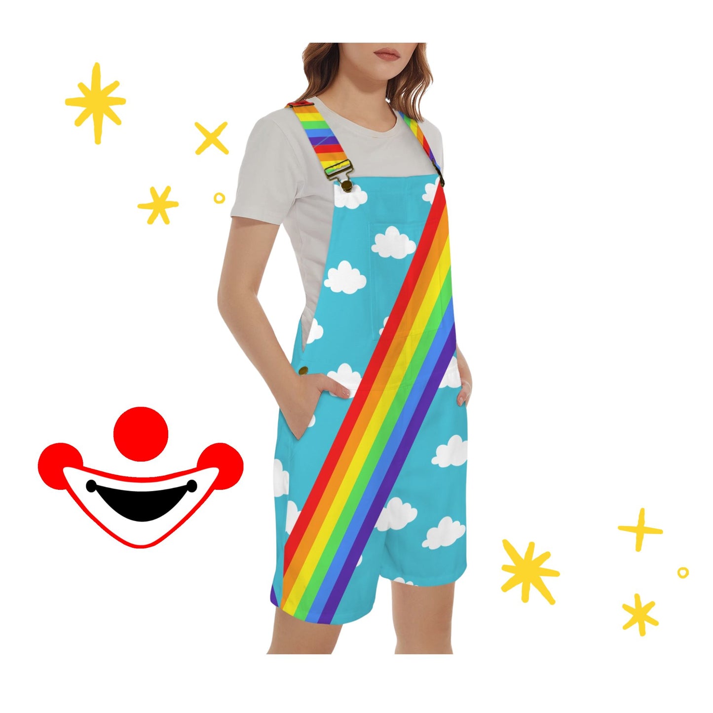 Clouds n Rainbows Shortie Overalls