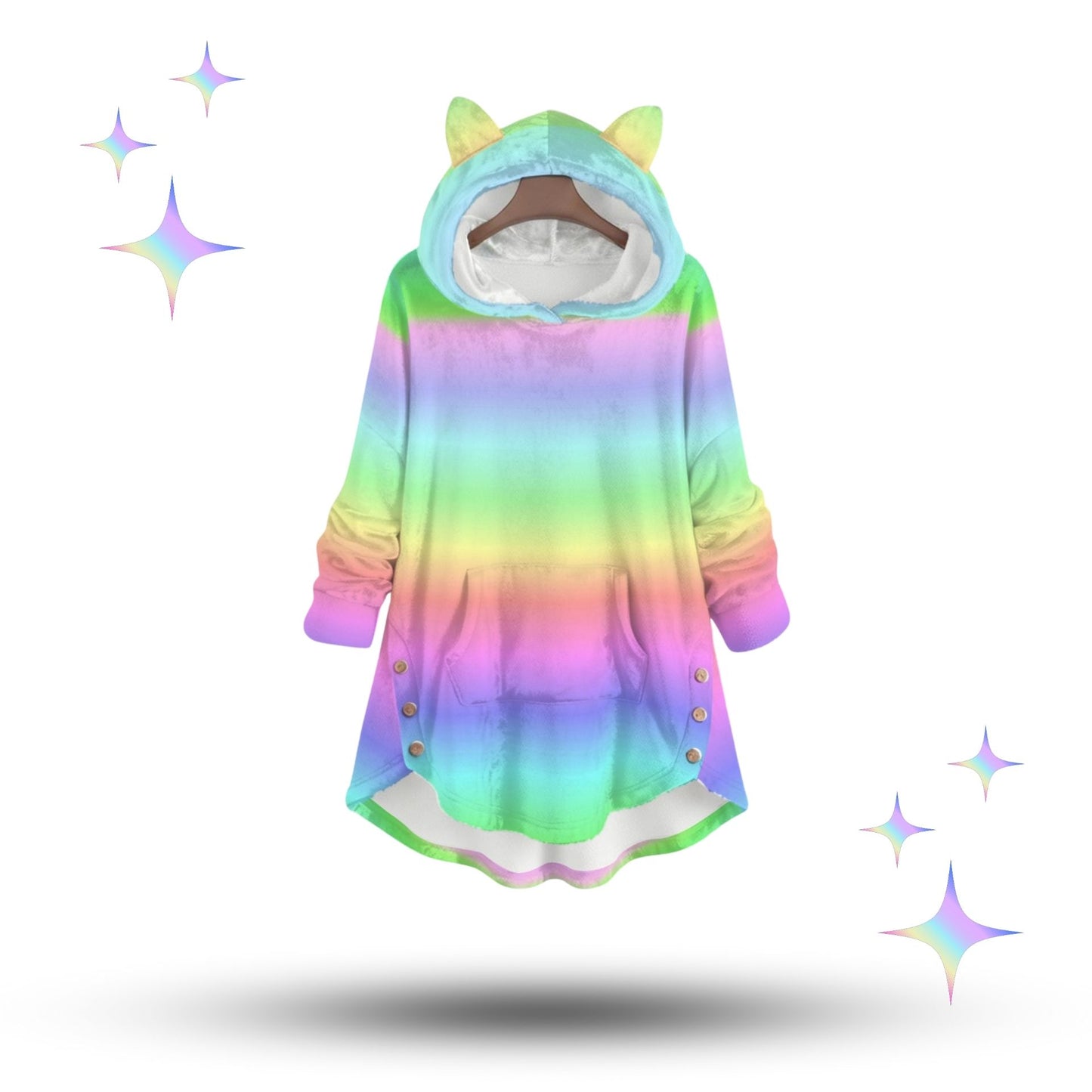 Sanfter Regenbogen-Katzenohren-Hoodie