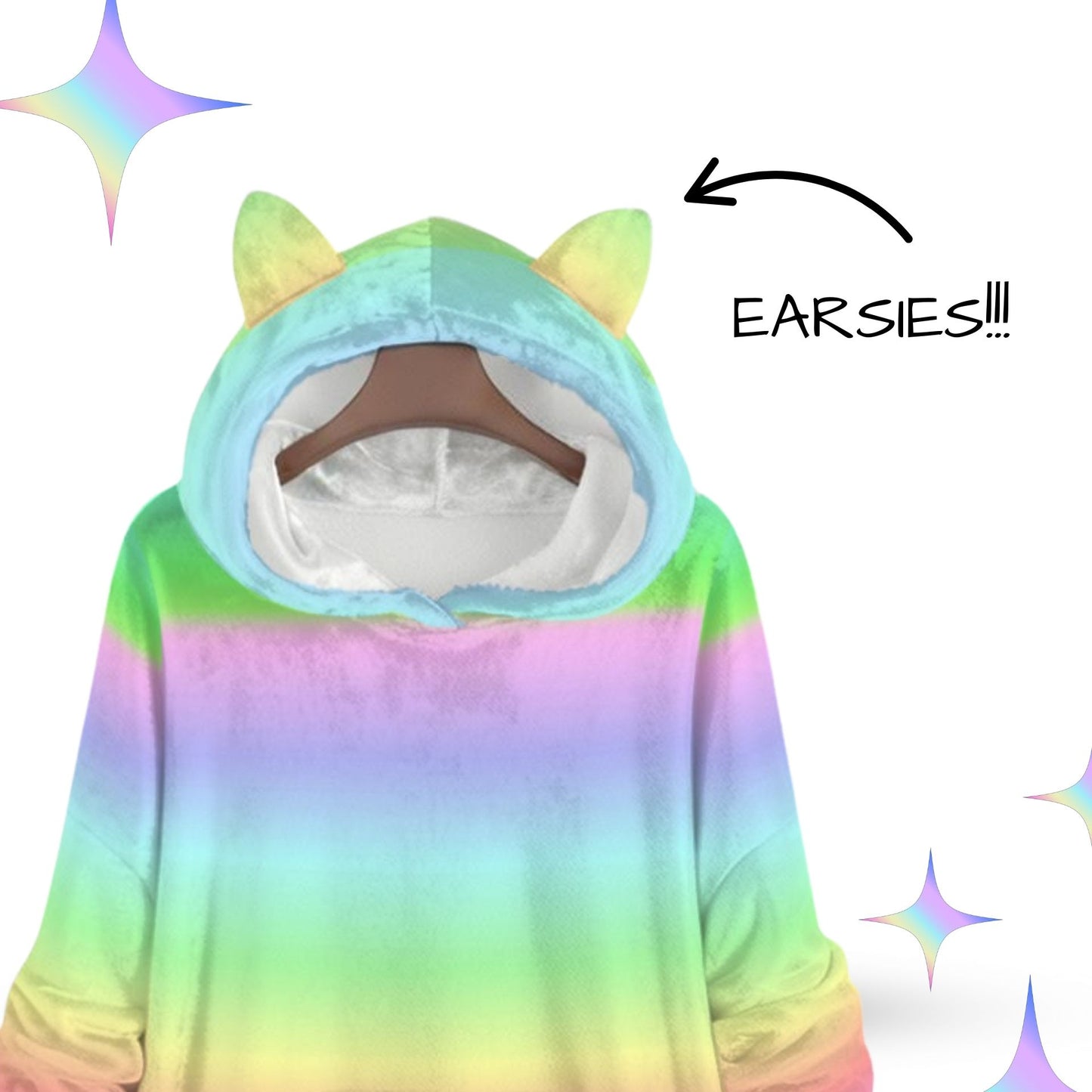 Sanfter Regenbogen-Katzenohren-Hoodie