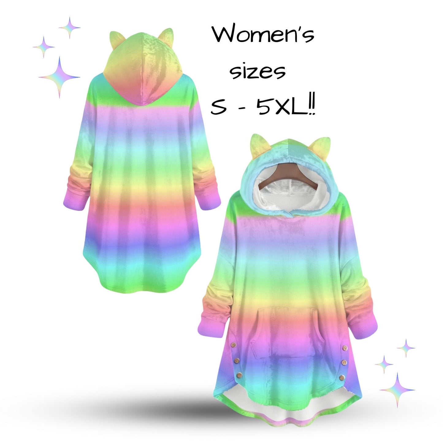 Sanfter Regenbogen-Katzenohren-Hoodie