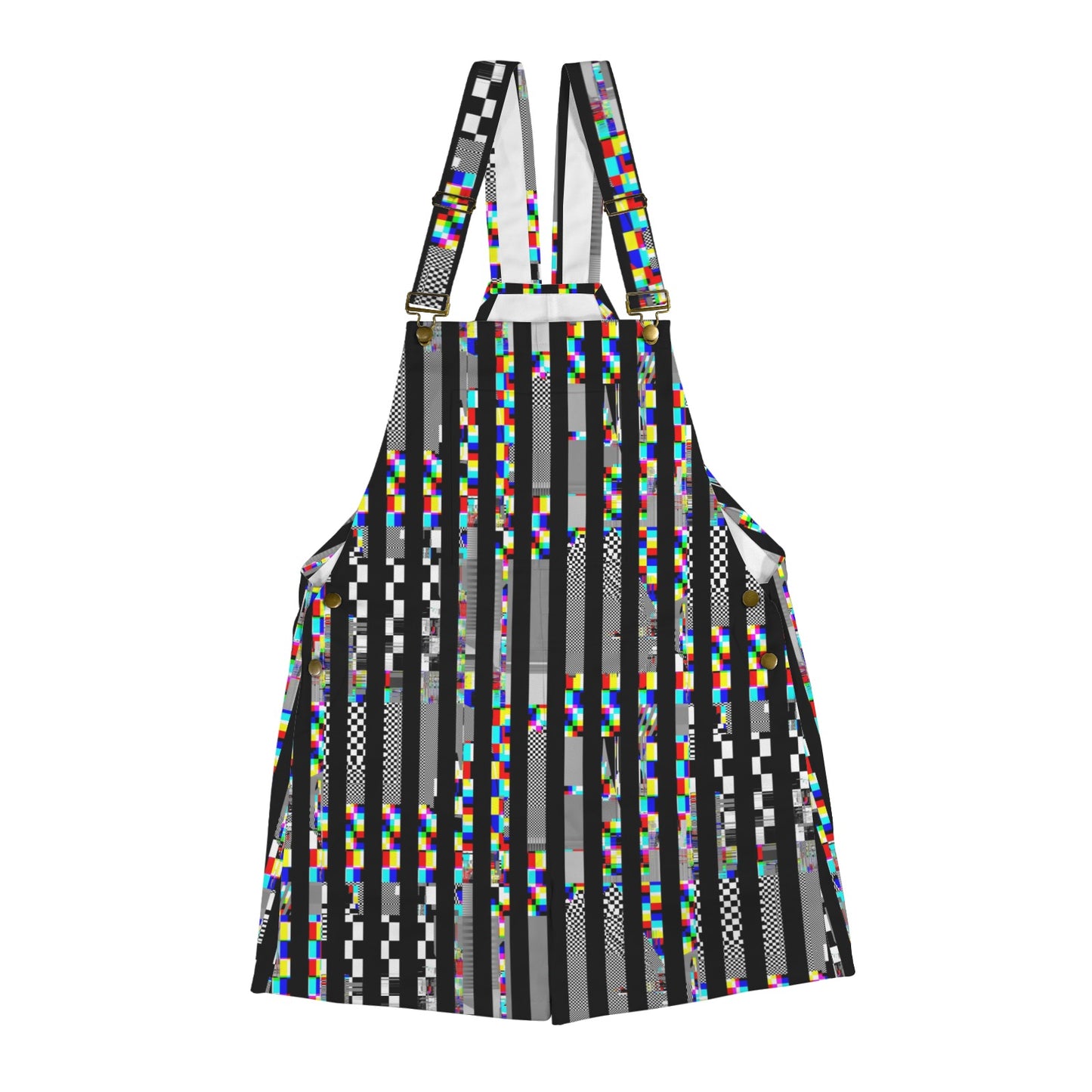 TV Glitch Stripe Shortie Overalls