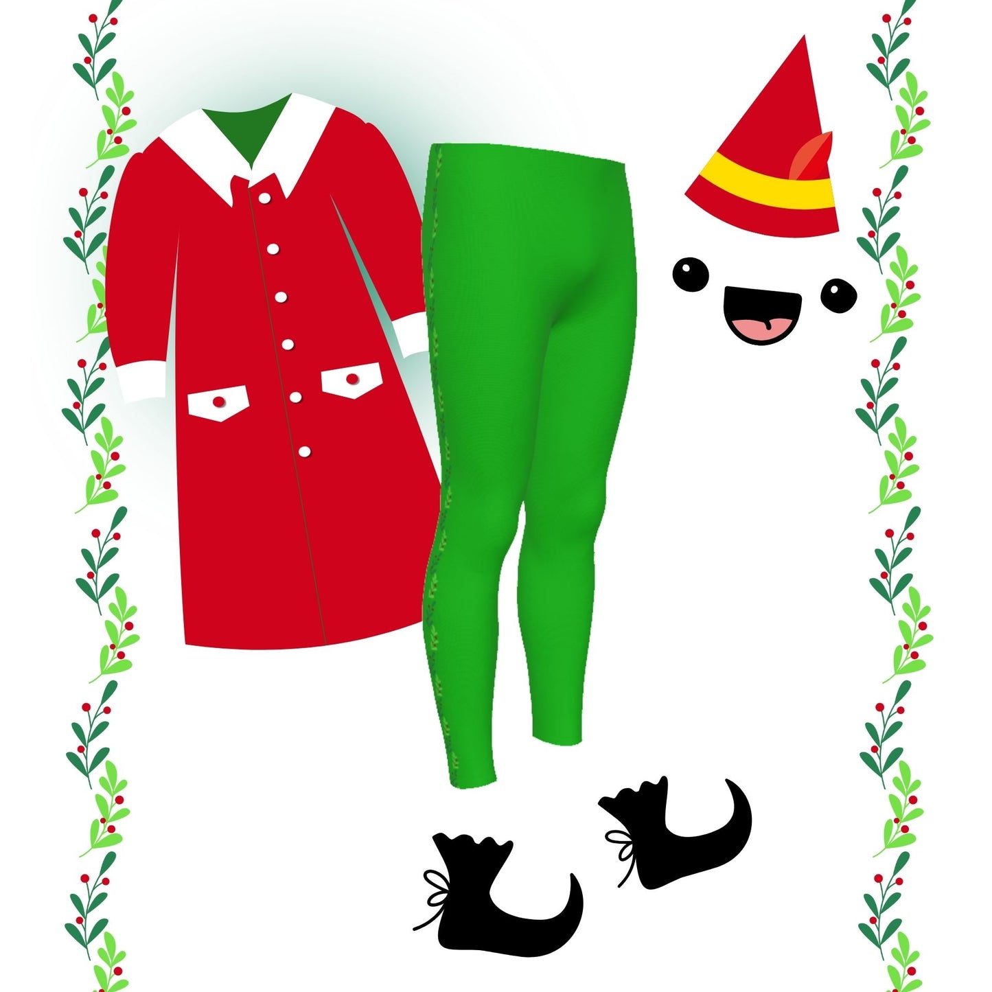 Yellow Men's leggings, Xmas Elf Cosplay Pants
