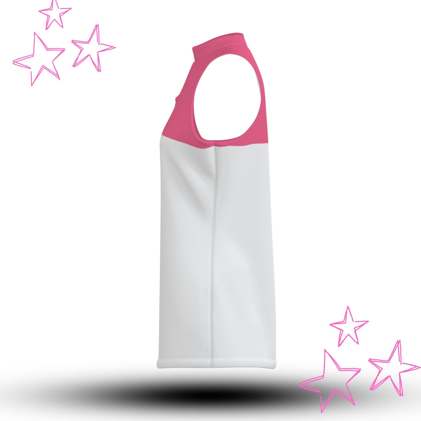 Key Cutout Mock Neck Tank Top in Hot Pink and White Colorblock