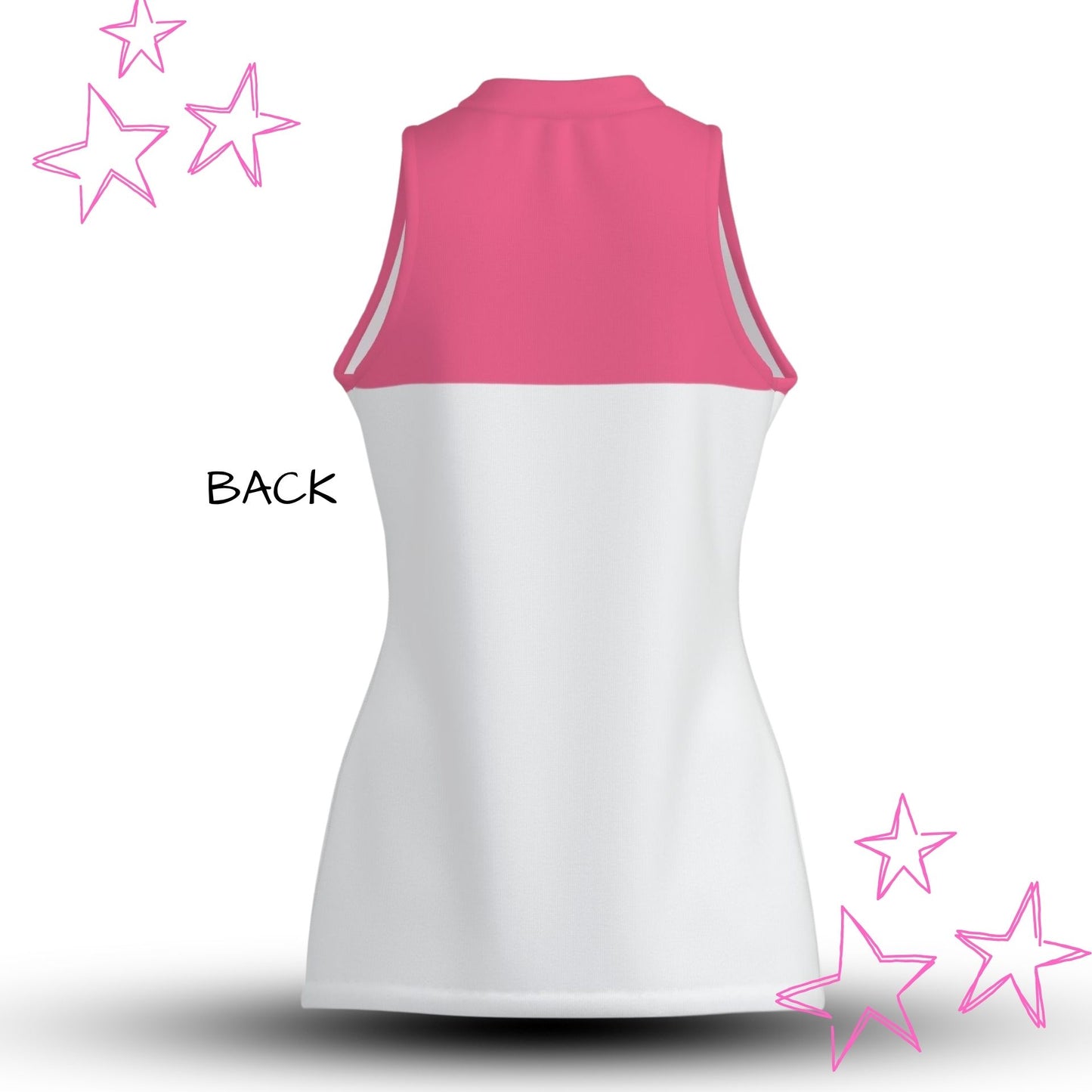 Key Cutout Mock Neck Tank Top in Hot Pink and White Colorblock