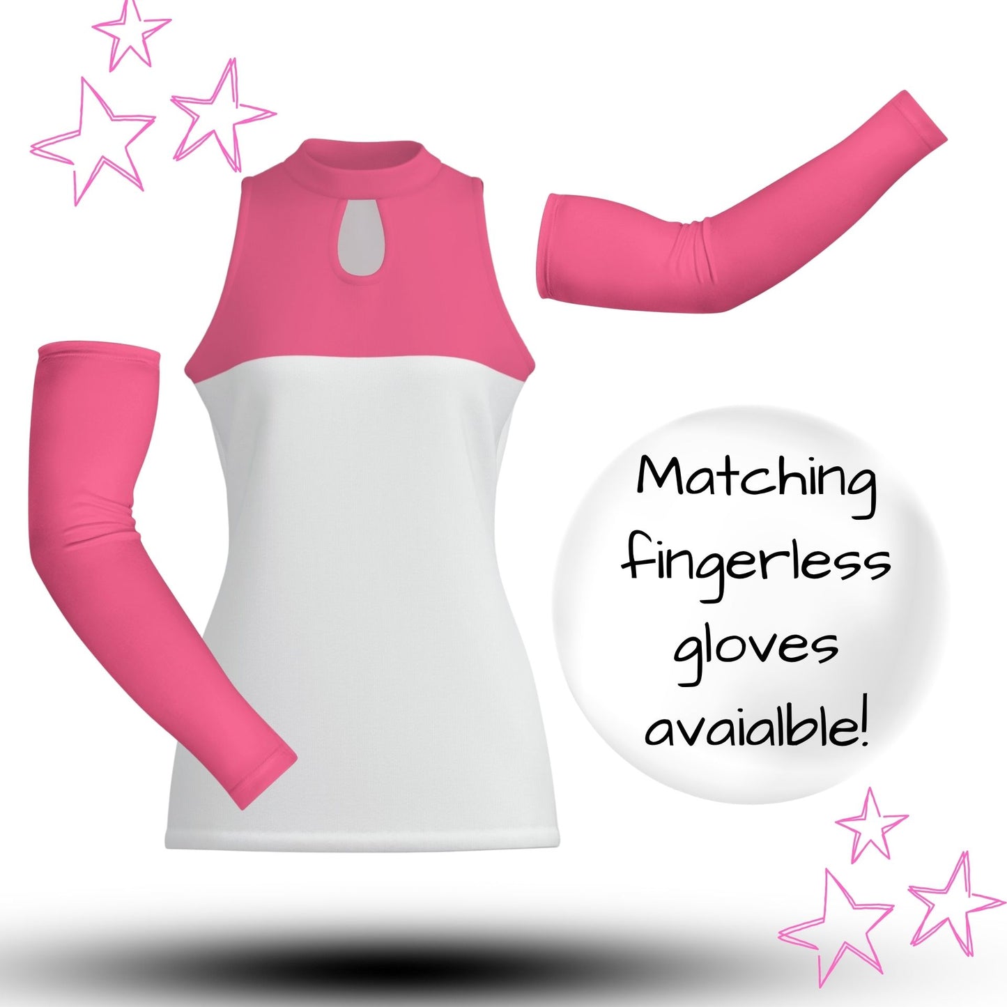Key Cutout Mock Neck Tank Top in Hot Pink and White Colorblock