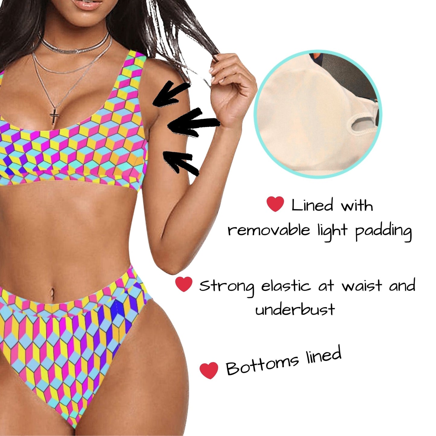 Rainbow Blox Sporty Rave Bikini Set