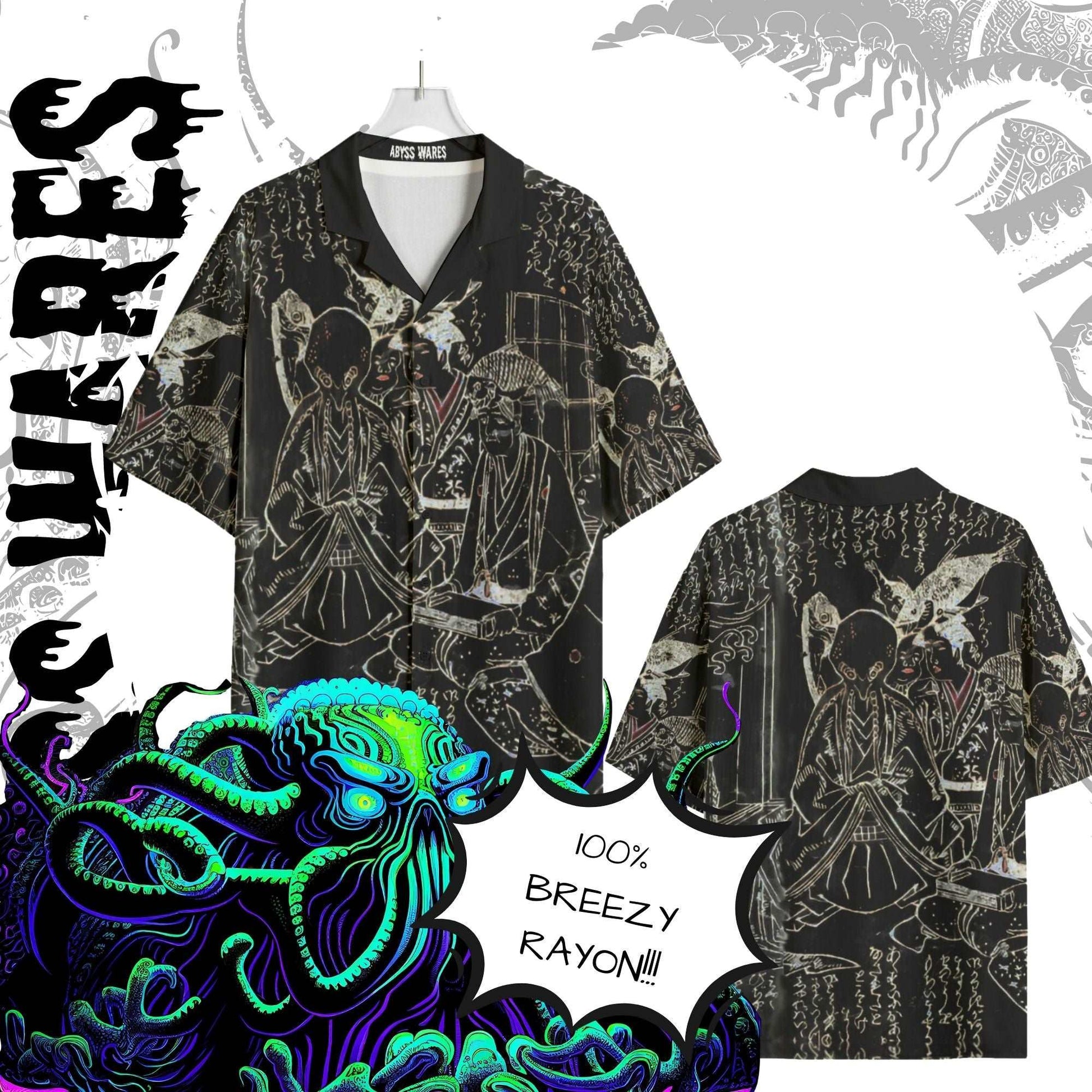 Octopus Potato Ukiyo-e Cthulhu Bowling Shirt
