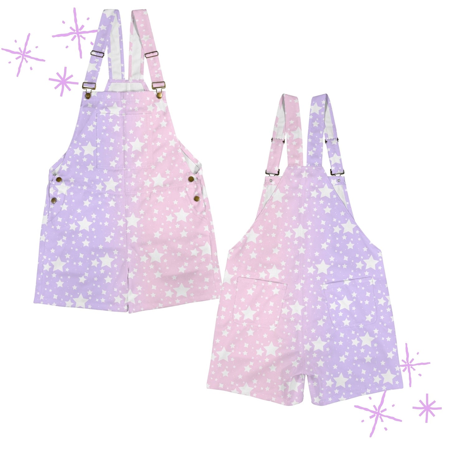 Yume Pastel Stardust Shortie Overalls