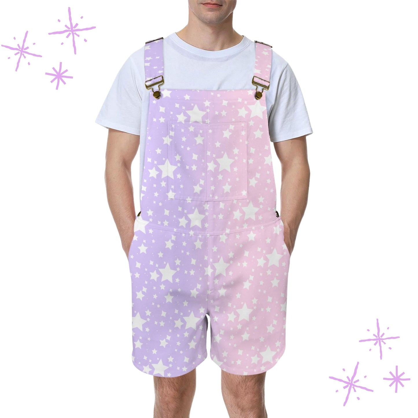 Yume Pastel Stardust Shortie Overalls
