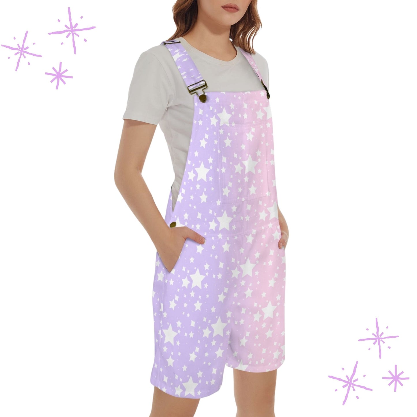 Yume Pastel Stardust Shortie Overalls