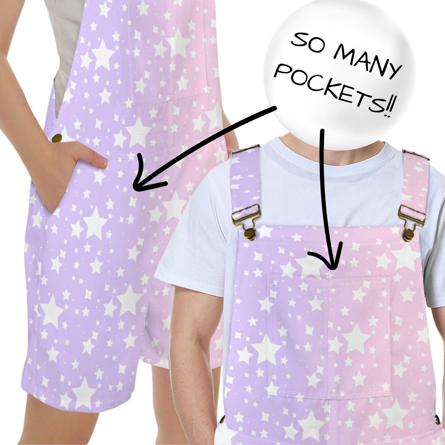 Yume Pastel Stardust Shortie Overalls