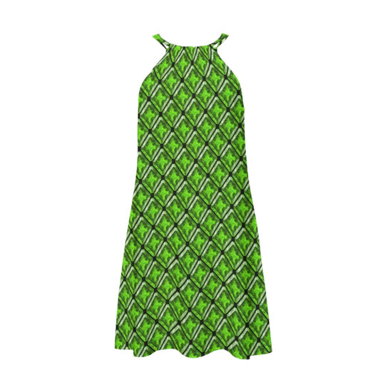 8bit Art Peridot Crystal Wall Sundress Geeky Fashion Lime Green Summer Gamer Egirl Weirdcore Cyber