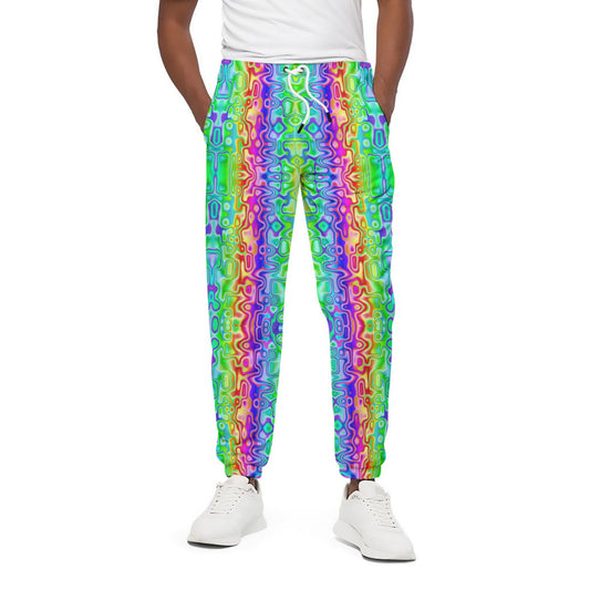 plasma rainbow print cotton joggers for men women unisex, weirdcore pride pants