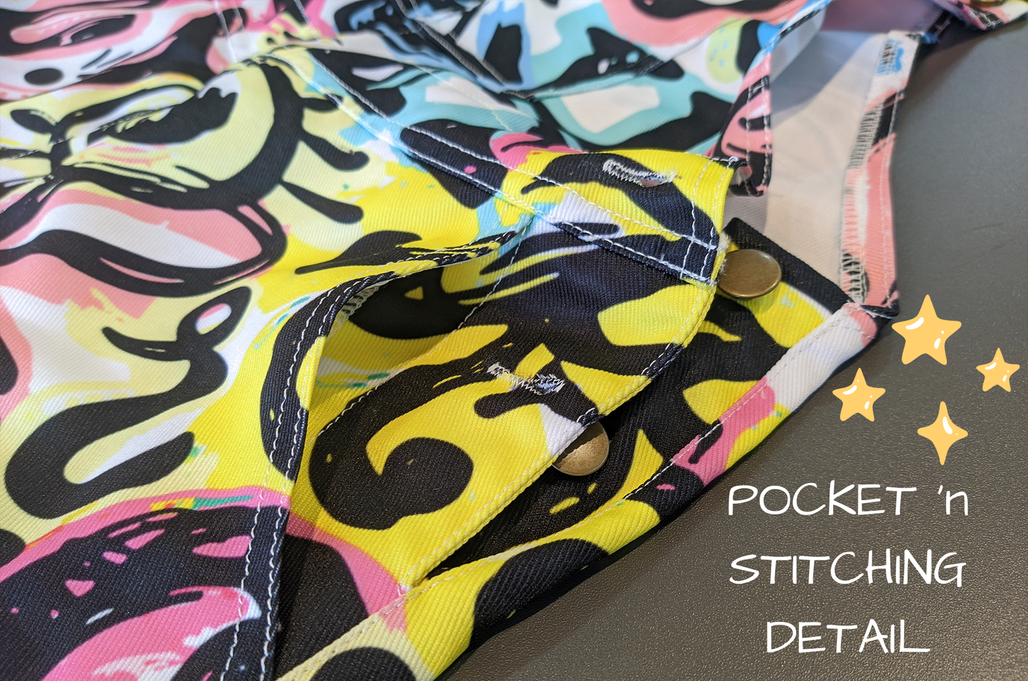 TV Glitch Stripe Shortie Overalls
