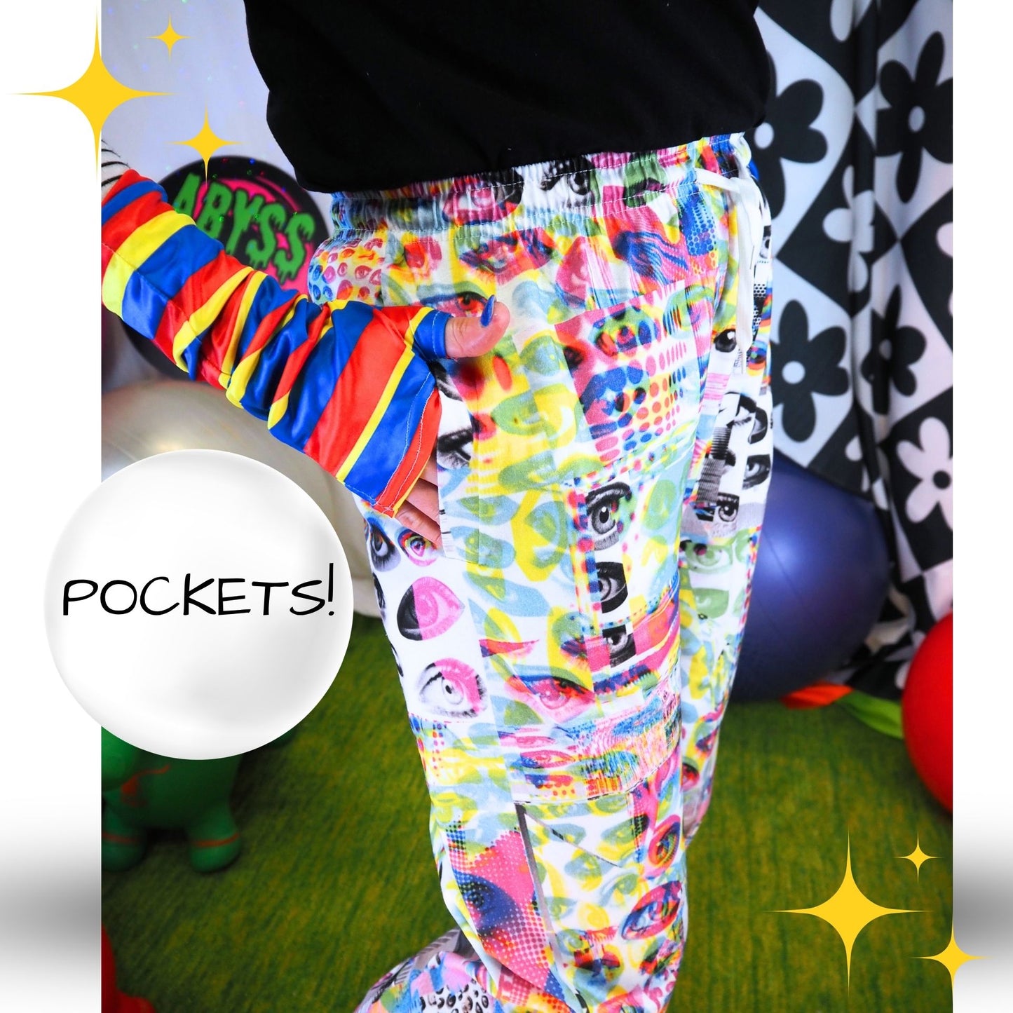 Eyes Glitch Soft Cotton Clown Pants