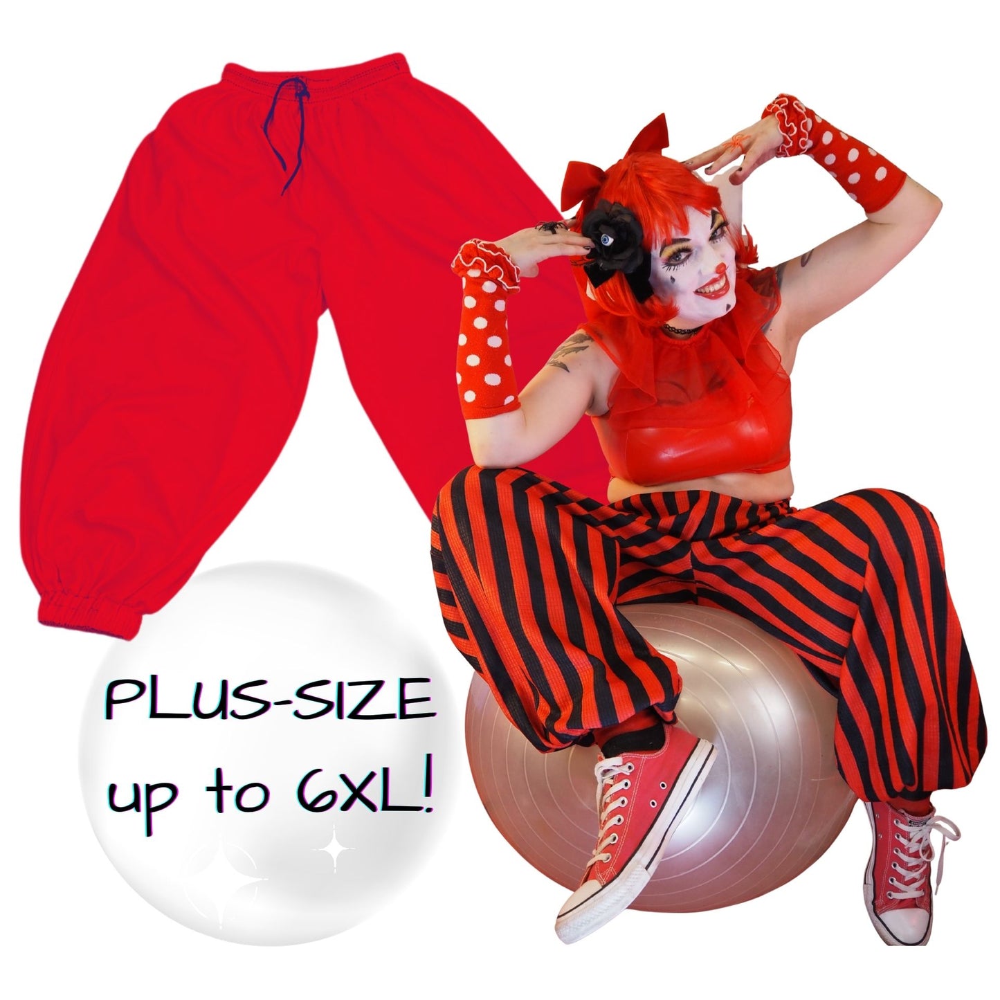 Slashed Jester Pantaloons Maroon Red Black