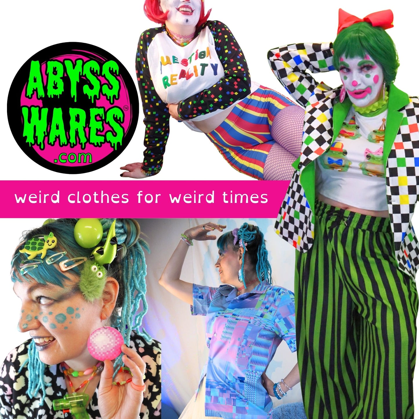 Green Frog Stripe Clown Pants