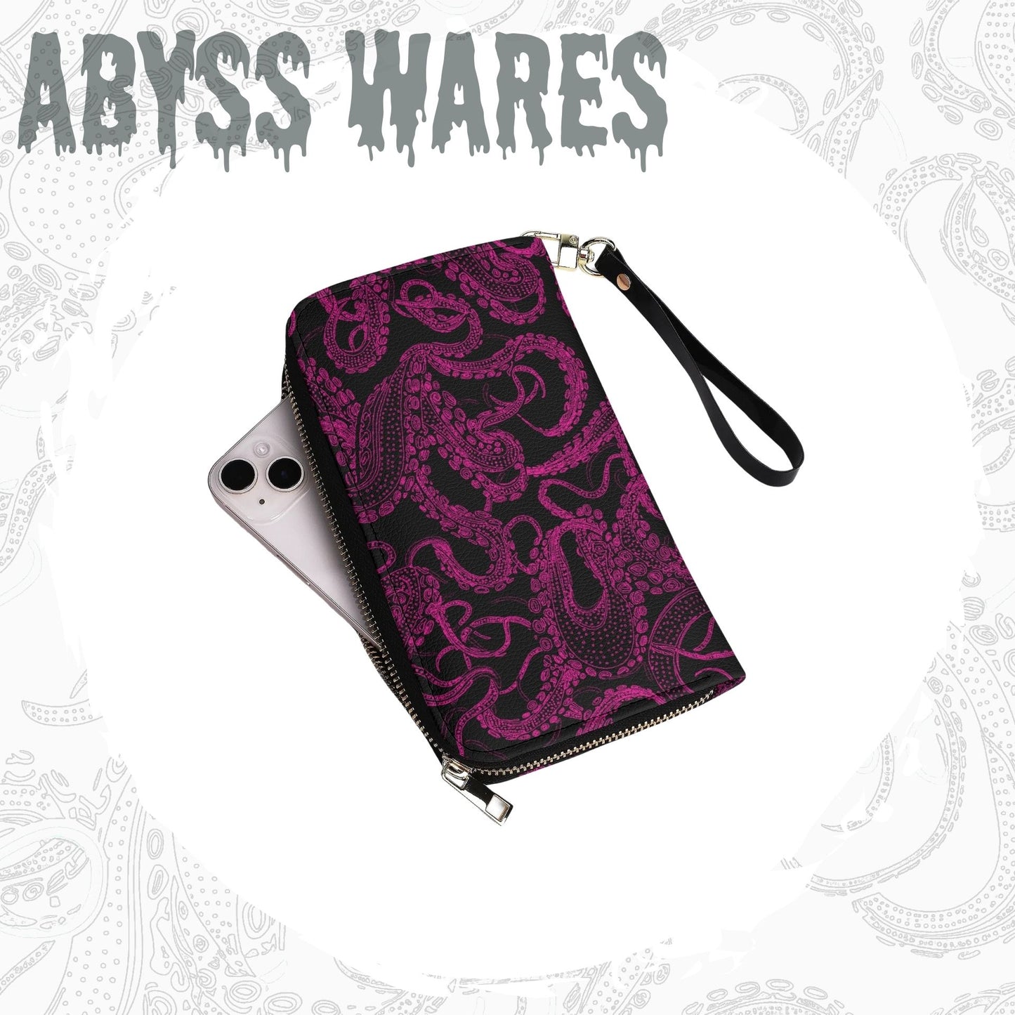 Xray Tentacle Pink Wallet Octopus Wristlet Women Hentai Cryptid Cash Card Holder Whimsigoth Cute Faux Leather Clutch Weird Ladies Wallets