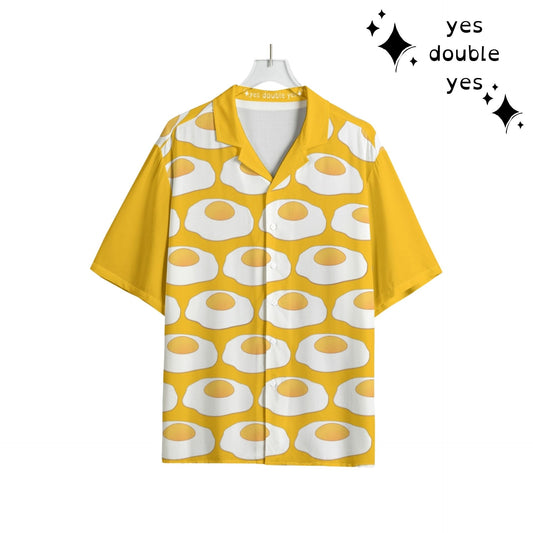 Sunny Side Up Eggs Bowling Shirt Funny Egg Yolk Yellow Weirdcore Breakfast Theme Clothing Clown Rayo
