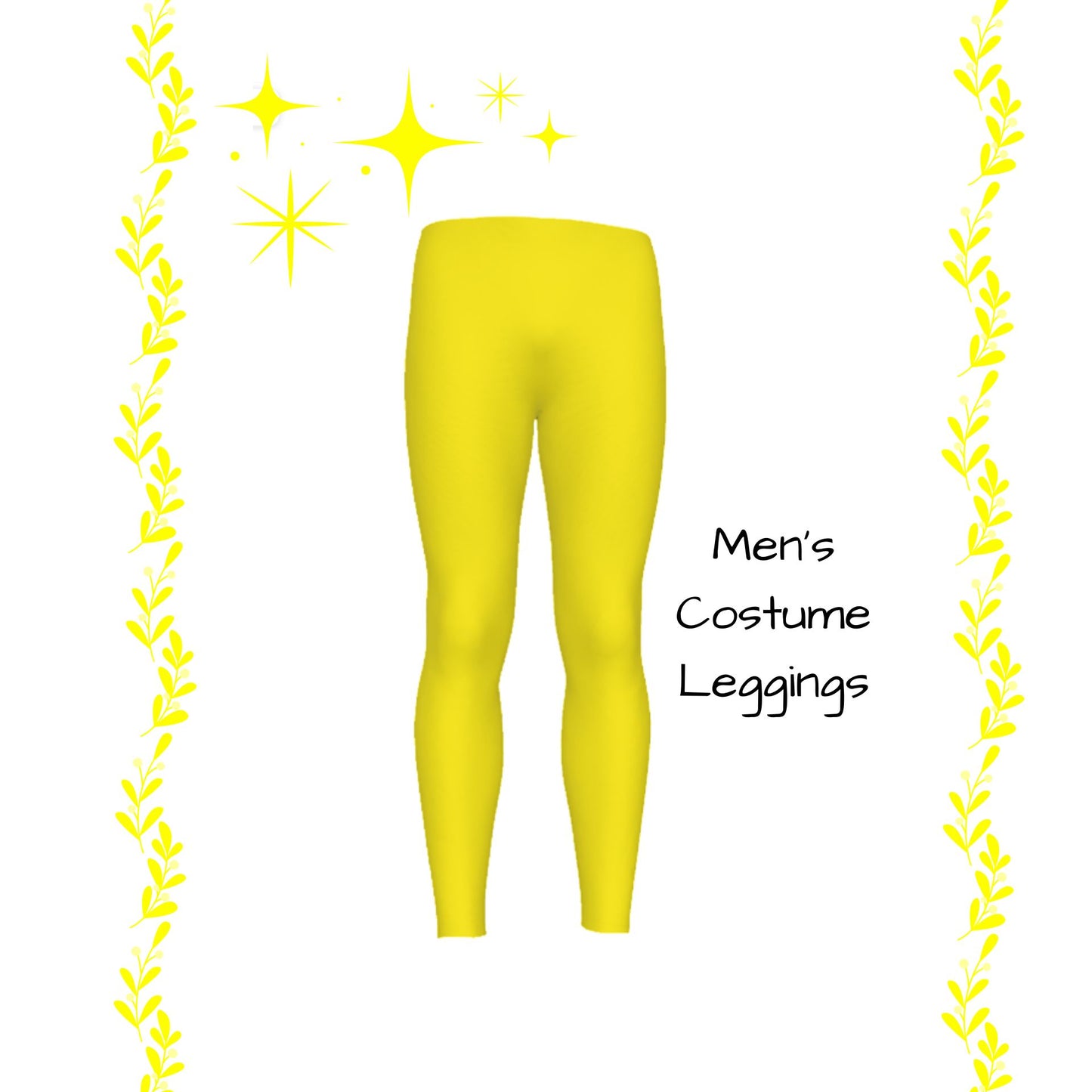 Yellow Men's leggings, Xmas Elf Cosplay Pants