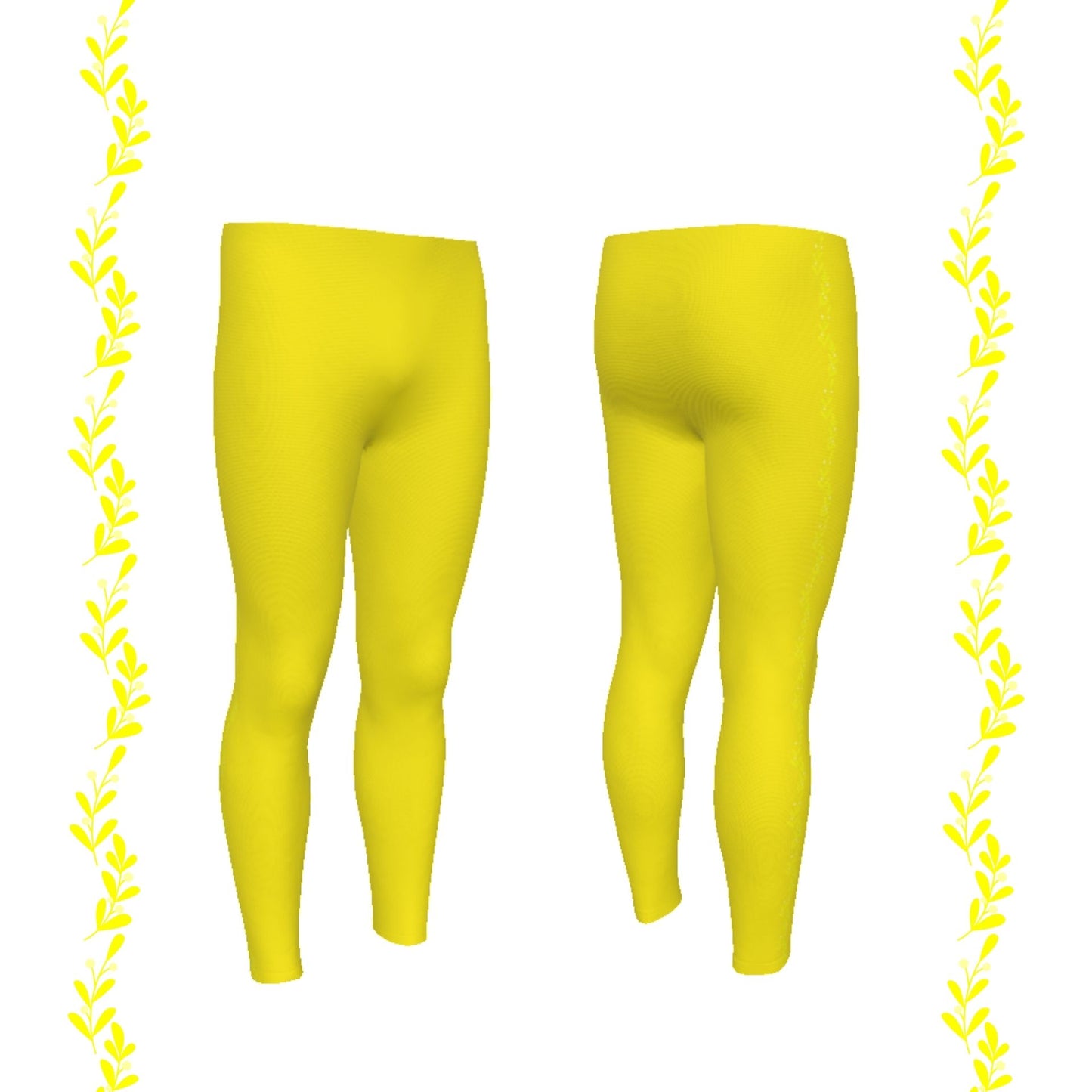 Yellow Men's leggings, Xmas Elf Cosplay Pants