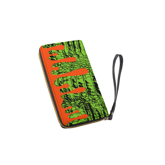 Drip Croc Zippered Wallet Clutch Purse | Alien Green and Orange Drippy